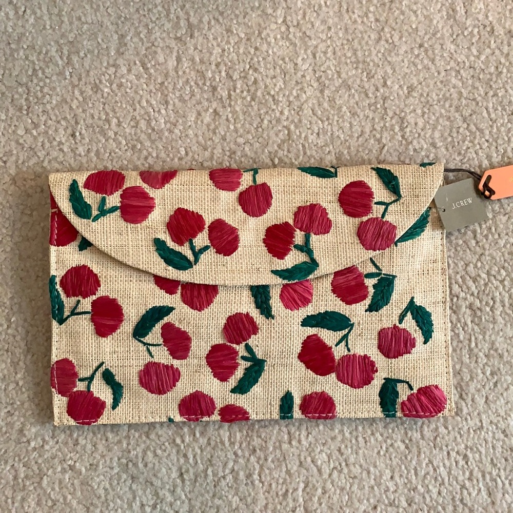 NWT Kayu x JCrew cherry rattan clutch/ crossbody